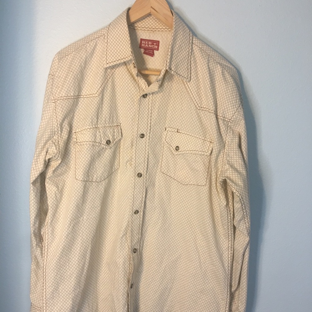 Red Ranch Button Down Casual Shirt Size L